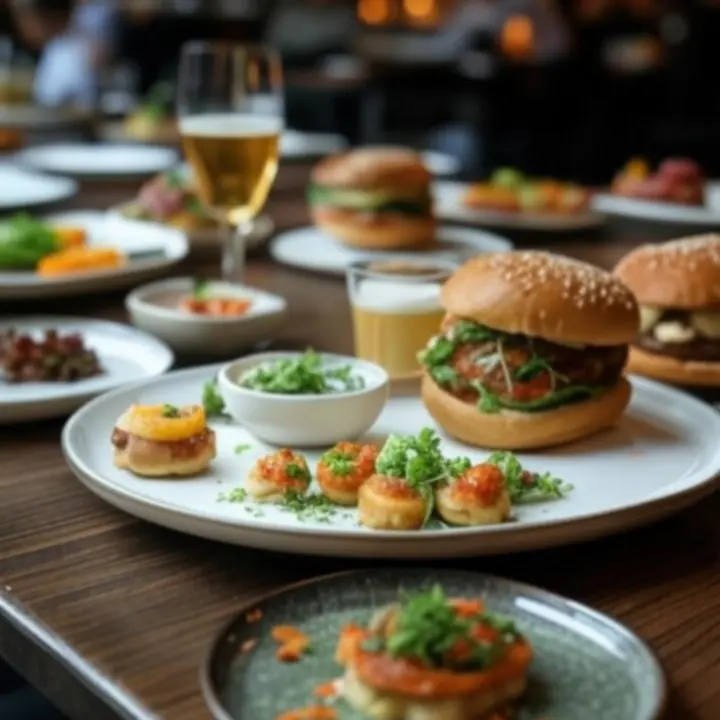 Artystycznie podane danie gastronomiczne na talerzu w eleganckim otoczeniu