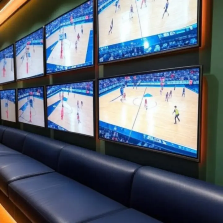 Panoramic multi-screen viewing gallery with state-of-the-art AV displays