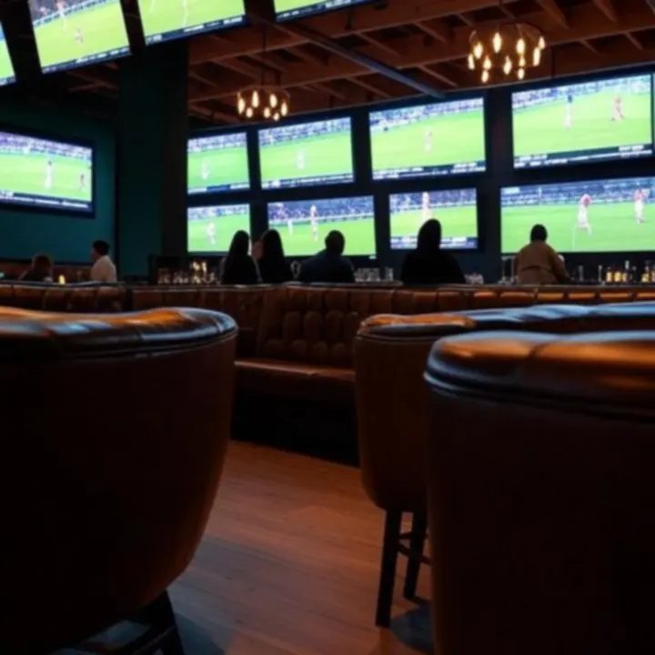 Główna sala PLCityClub z panoramicznymi ekranami i eleganckim wystrojem